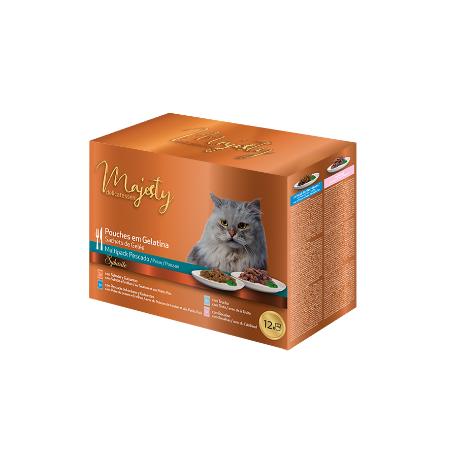 Majesty - Multipack Sachets en Gel&eacute;e au Poisson pour Chats - 12x100g Image num&eacute;ro 1