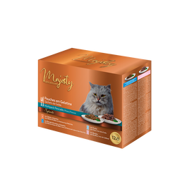 Majesty - Multipack Sachets en Gel&eacute;e au Poisson pour Chats - 12x100g