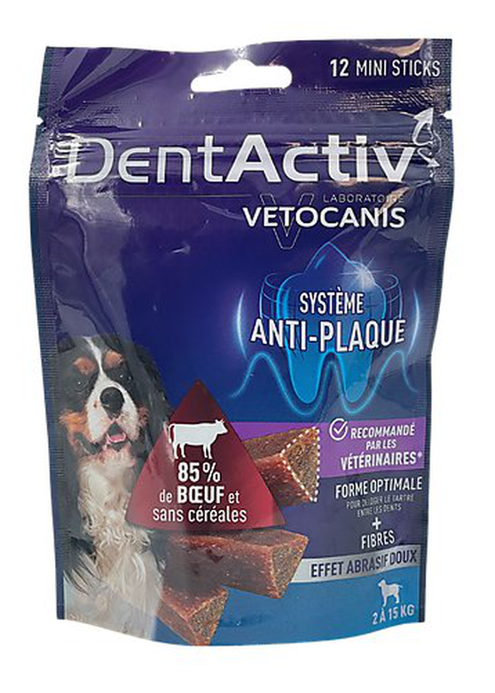 Vetocanis - Mini Sticks Dentactiv au Boeuf pour Chiens - x12 Image numéro 1 Vetocanis - Mini Sticks Dentactiv au Boeuf pour Chiens - x12 Image numéro 1