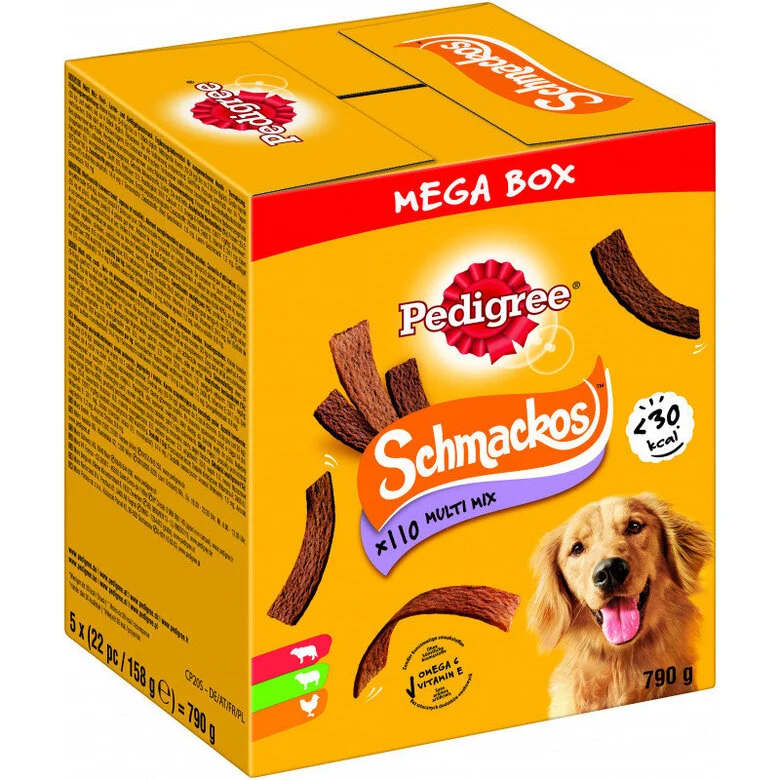 Pedigree - Méga Box Schmackos au Bœuf Agneau et Poulet pour Chien - 790g Image numéro 1 Pedigree - Méga Box Schmackos au Bœuf Agneau et Poulet pour Chien - 790g Image numéro 1