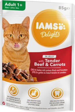 Iams -  Sachet Humide Delights Bœuf et Carottes en gelée pour Chats - 85g