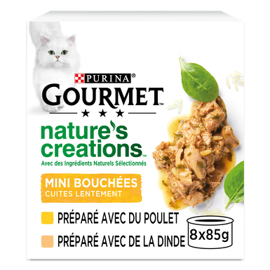 GOURMET - Pâtée Nature's Creation Multipack Au Poulet et Dinde pour Chats - 8X85g