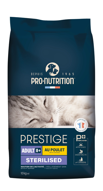 Pro-nutrition - Croquettes Prestige Adult 8+ Sterilised au Poulet pour Chats - 10Kg Image numéro 1 Pro-nutrition - Croquettes Prestige Adult 8+ Sterilised au Poulet pour Chats - 10Kg Image numéro 1