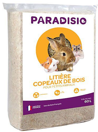 Paradisio Litière Copeaux de Bois pour Rongeur 60L Animalis