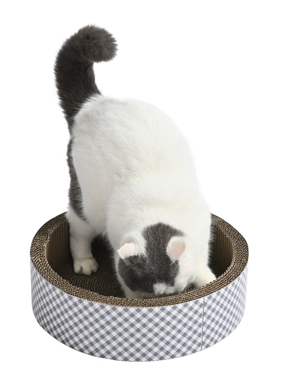 Leeby - Griffoir Funny en Carton Vichy pour Chats - 40cm Image numéro 3 Leeby - Griffoir Funny en Carton Vichy pour Chats - 40cm Image numéro 3