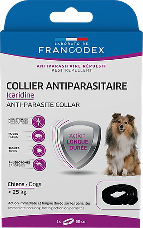 Francodex - Collier Antiparasitaire Icardine pour Petits et Moyens Chiens - Noir image number null