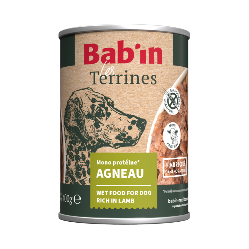 Bab'in - Terrine Adulte Agneau pour Chiens - 400g Image num&eacute;ro 1