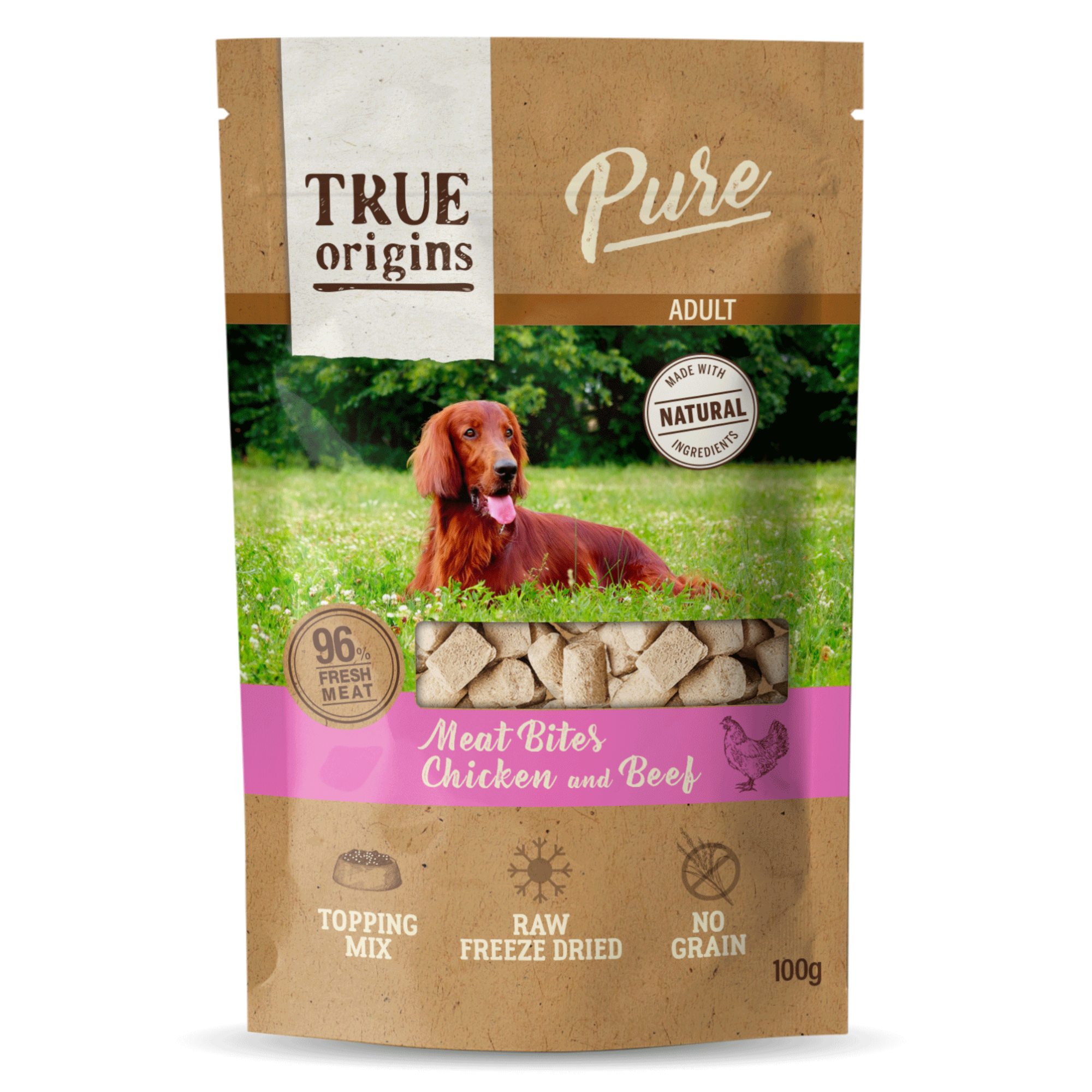 True Origins Pure - Friandises au Poulet et au B&oelig;uf pour Chien Adulte - 100g Image num&eacute;ro 1