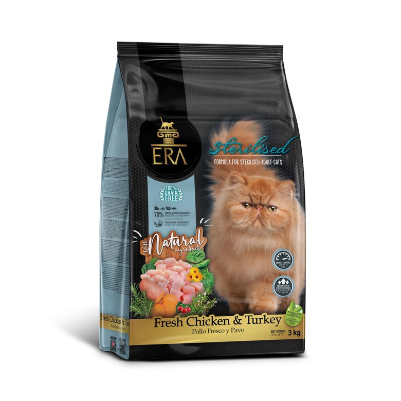 Era - Croquettes Sans Céréales Poulet et Dinde pour Chats Stérilisés - 3kg Image numéro 1 Era - Croquettes Sans Céréales Poulet et Dinde pour Chats Stérilisés - 3kg Image numéro 1