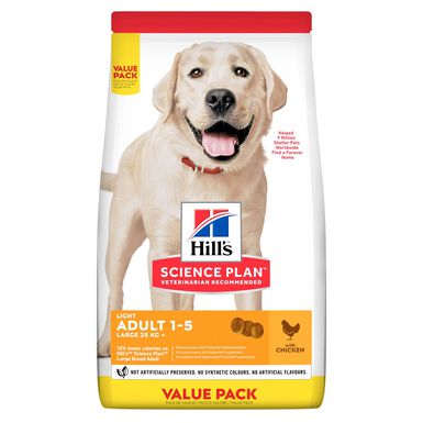 Hill's Science Plan - Adult Light Croquettes Pour Grand Chien Au Poulet  - 18kg