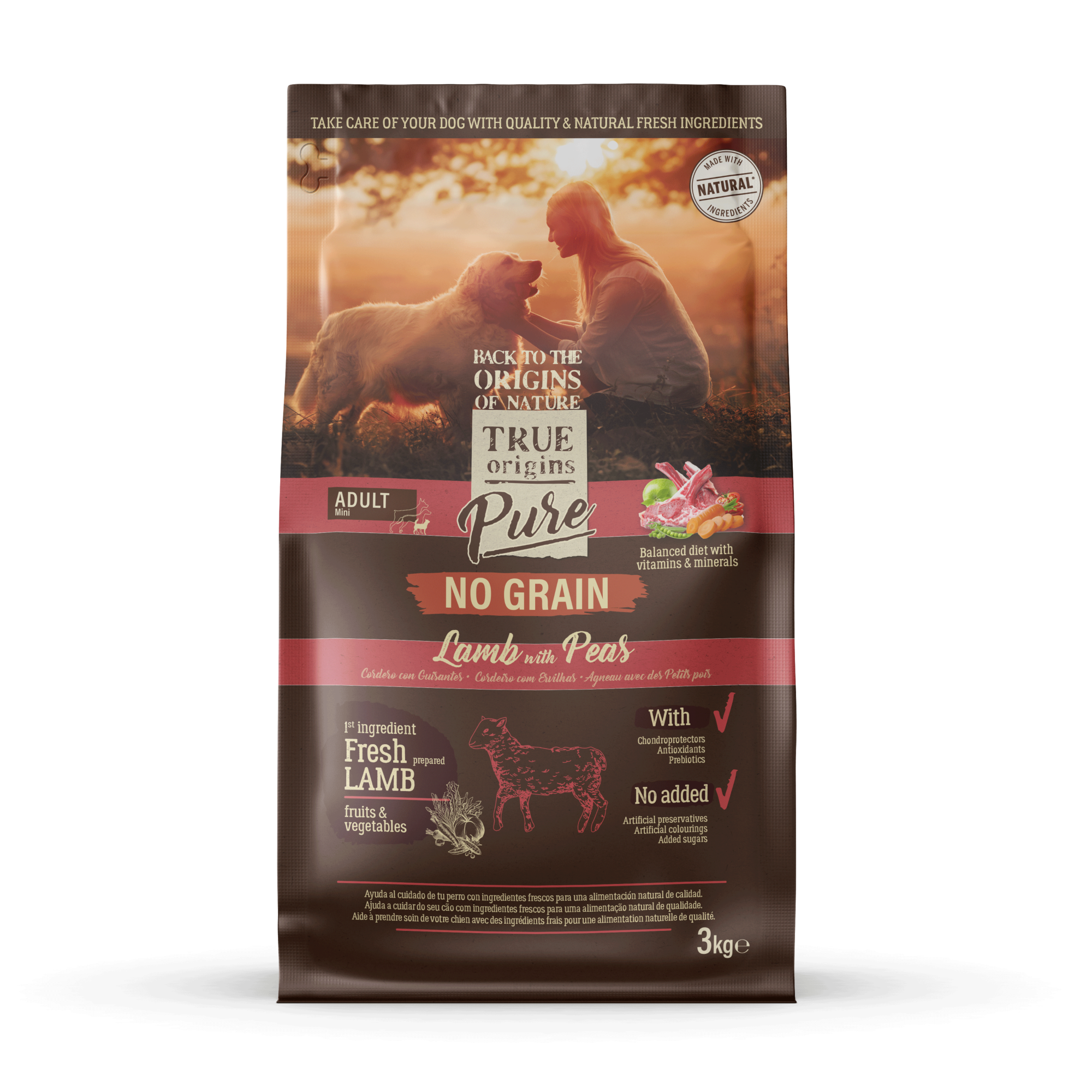 True Origins Pure - Croquettes Agneau et Pois Sans C&eacute;r&eacute;ales pour Chien Adulte - 3kg Image num&eacute;ro 1