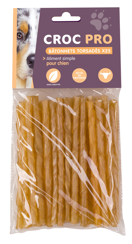 Croc Pro - Bâtonnets Torsadés pour Chiens - x25 Image numéro 2 Croc Pro - Bâtonnets Torsadés pour Chiens - x25 Image numéro 2