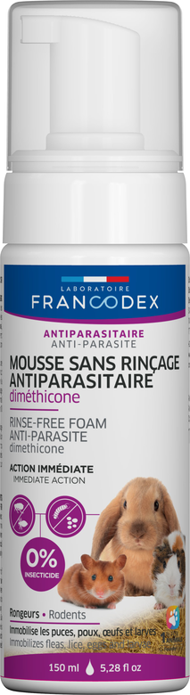 Francodex - Shampoing Mousse Antiparasitaire Diméthicone pour Rongeurs - 150ml image number null
