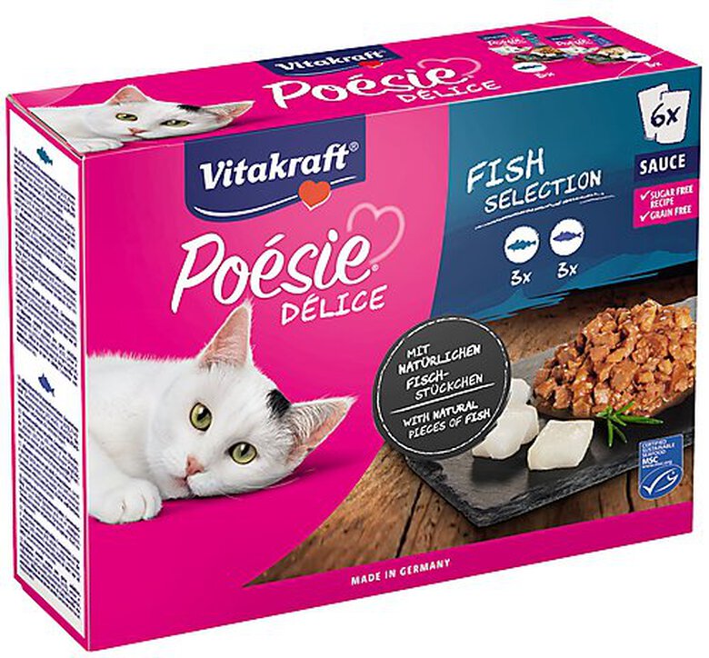 Vitakraft - Multipack Poésie Délice en Sauce aux Poissons pour Chats - 6x85g image number null