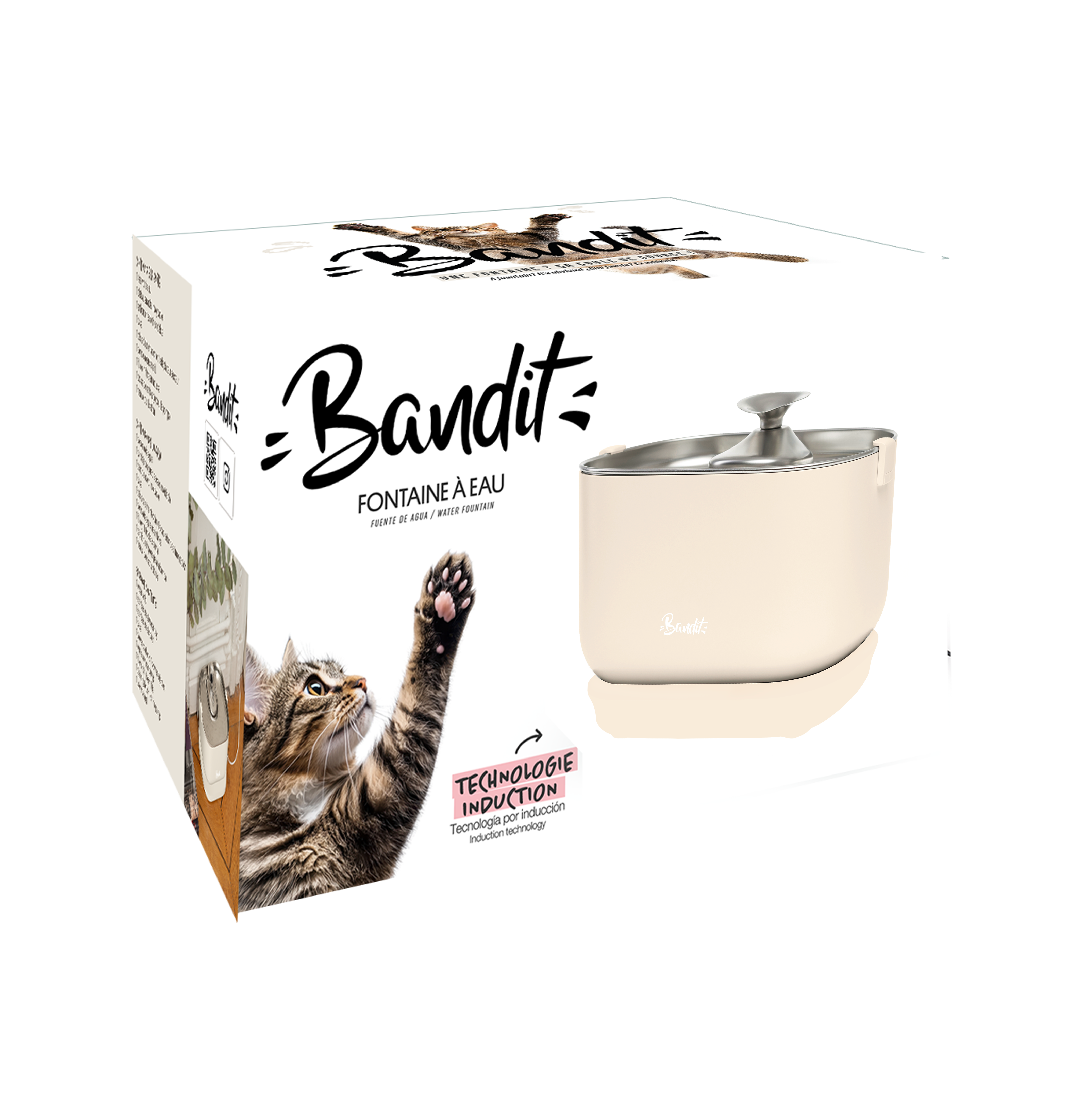 Bandit - Fontaine &agrave; Eau Filaire 2,5L pour Chats - Cr&egrave;me Image num&eacute;ro 3