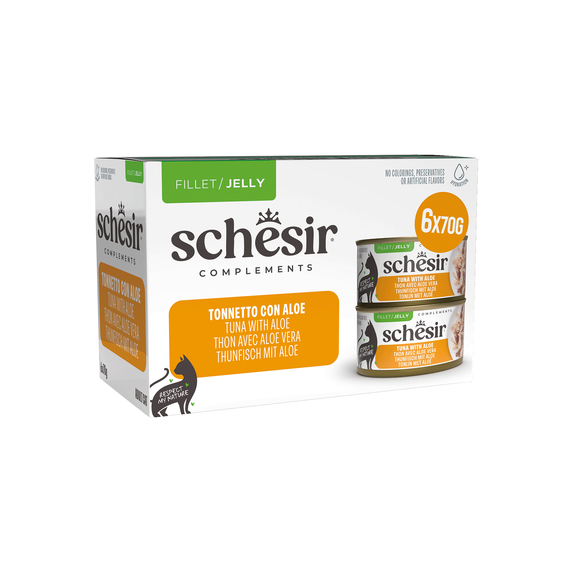 Schesir - Fillet Thon avec Alo&eacute; Vera en Gel&eacute;e pour Chats - 6x70g Image num&eacute;ro 1
