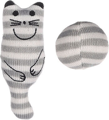 Flamingo - Jouet Faci + Balle Rayé pour Chats - Gris