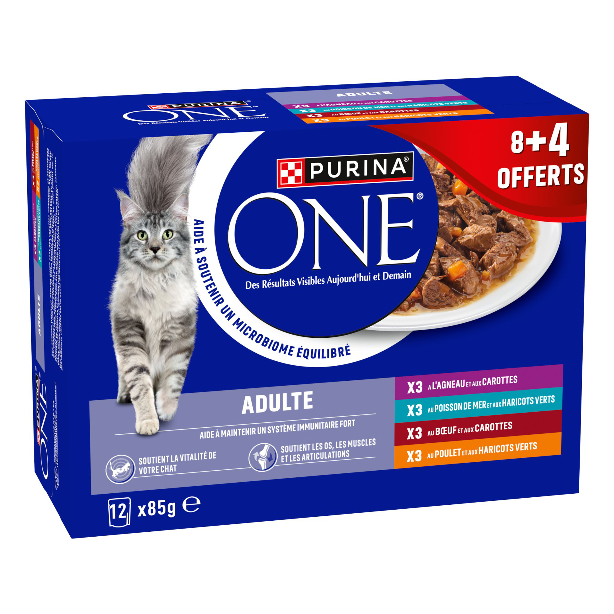 Purina One - Sachets Repas Chat Adulte Effil&eacute;s En Sauce Au Poulet B&oelig;uf Agneau Poisson De Mer - 12x85g Image num&eacute;ro 2