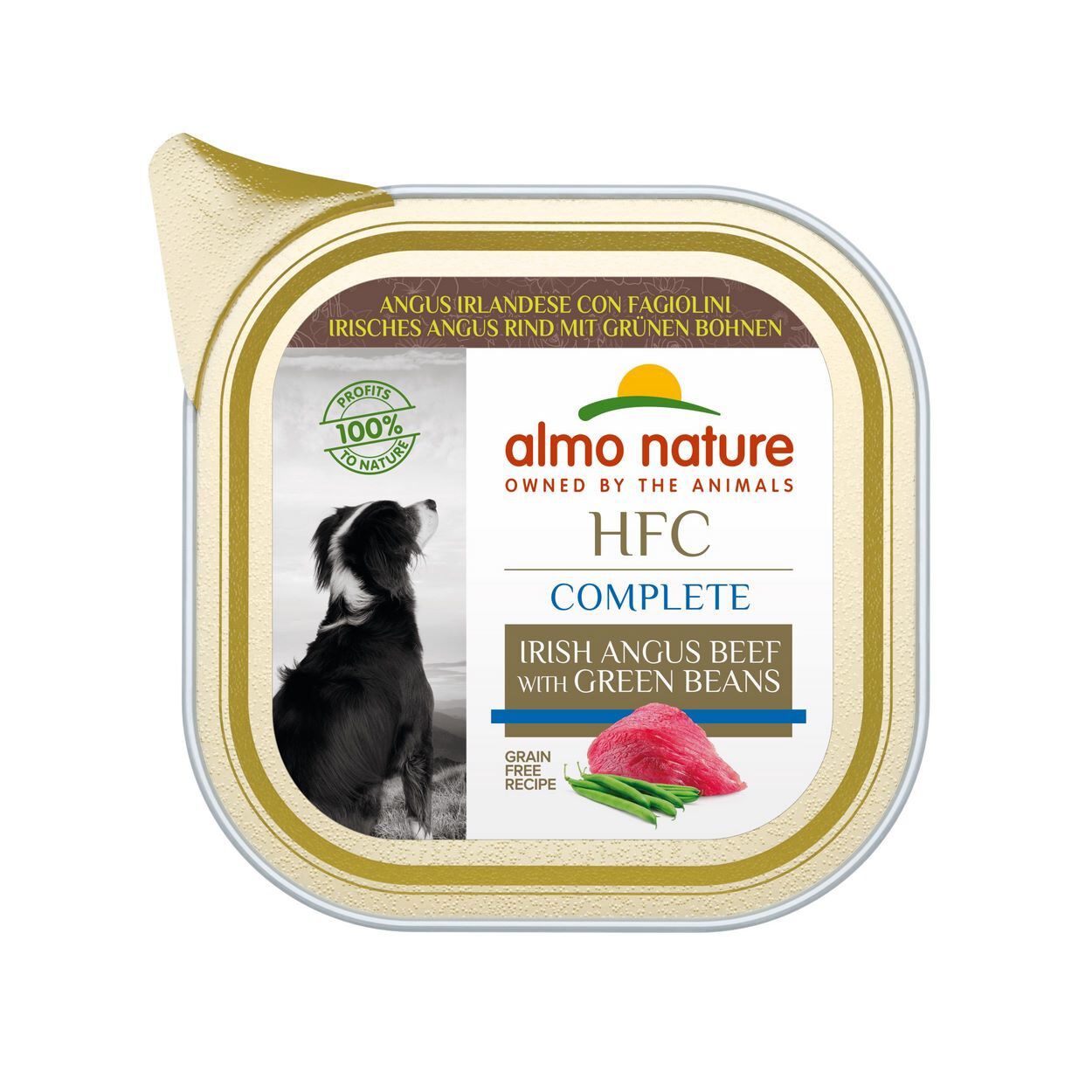 Almo Nature - P&acirc;t&eacute;e en Barquette HFC B&oelig;uf et Haricots pour Chiens - 85g Image num&eacute;ro 1