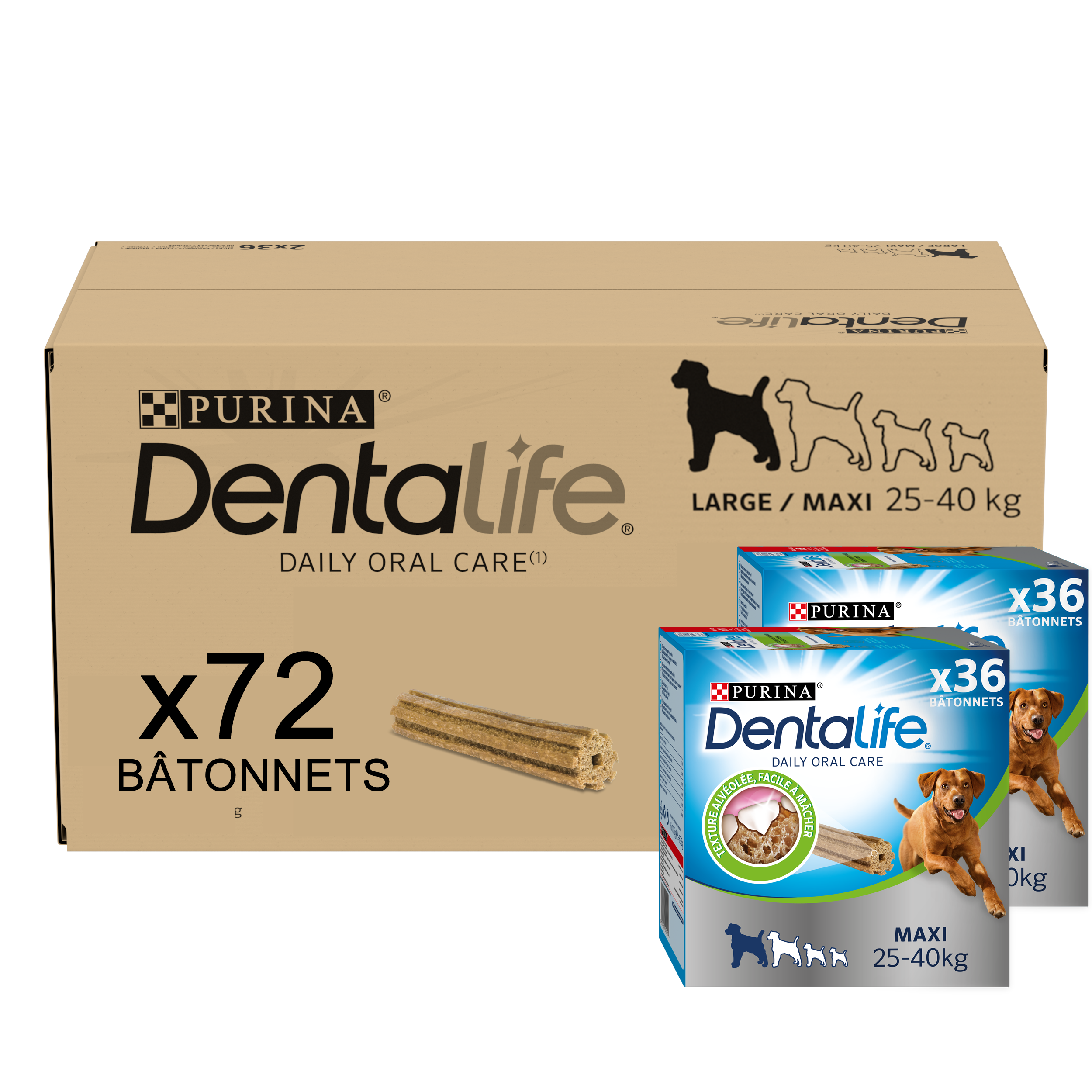 Dentalife - Multipack B&acirc;tonnets &agrave; M&acirc;cher Hygi&egrave;ne Bucco-dentaire pour Chiens - Maxi/x 72 Image num&eacute;ro 1