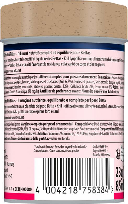 Tetra - Aliment Complet Betta pour Poissons Combattants - 85ml Image numéro 4 Tetra - Aliment Complet Betta pour Poissons Combattants - 85ml Image numéro 4