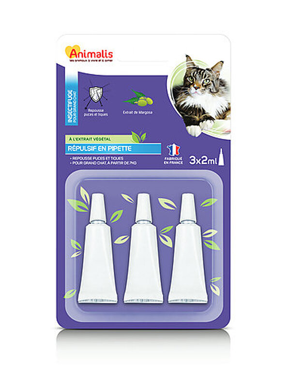 Animalis - Répulsif Insectifuge en Pipette pour Grand Chat - 3x2ml image number null
