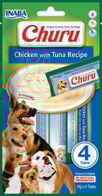 Inaba - Friandises Churu Recette au Poulet et Thon pour Chiens - 4x14g