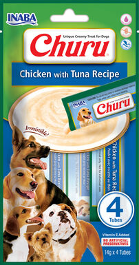 Inaba - Friandises Churu Recette au Poulet et Thon pour Chiens - 4x14g