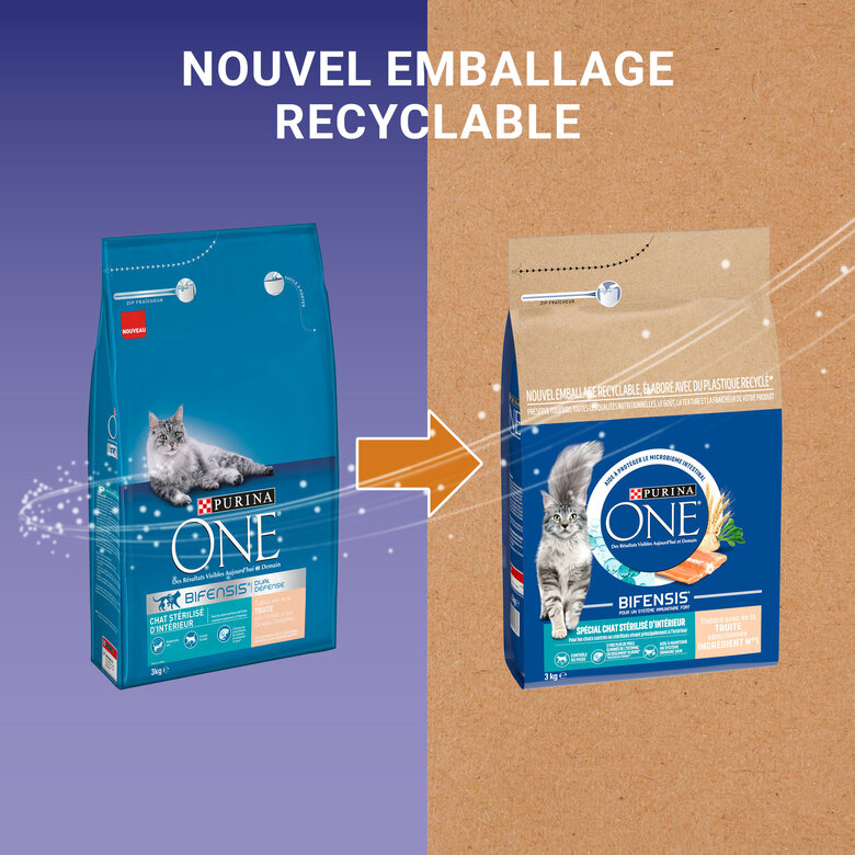 Purina One - Croquettes Stérilisés Bifensis à la Truite pour Chat d'Intérieur - 3Kg Image numéro 7 Purina One - Croquettes Stérilisés Bifensis à la Truite pour Chat d'Intérieur - 3Kg Image numéro 7