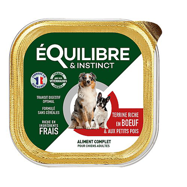 Equilibre & Instinct - Pâtée au Boeuf et Petits Pois pour Chien - 300g