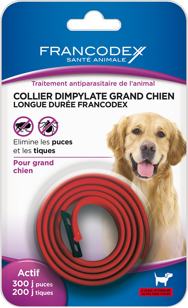 Francodex - Collier Dimpylate &Eacute;limines les Puces 300 Jours pour Grand Chien - Rouge Image num&eacute;ro 1