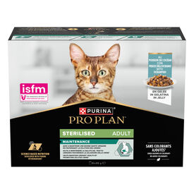 Pro Plan - P&acirc;t&eacute;e en Gel&eacute;e Adult Sterilised Maintenance aux Poissons pour Chats - 10x85g