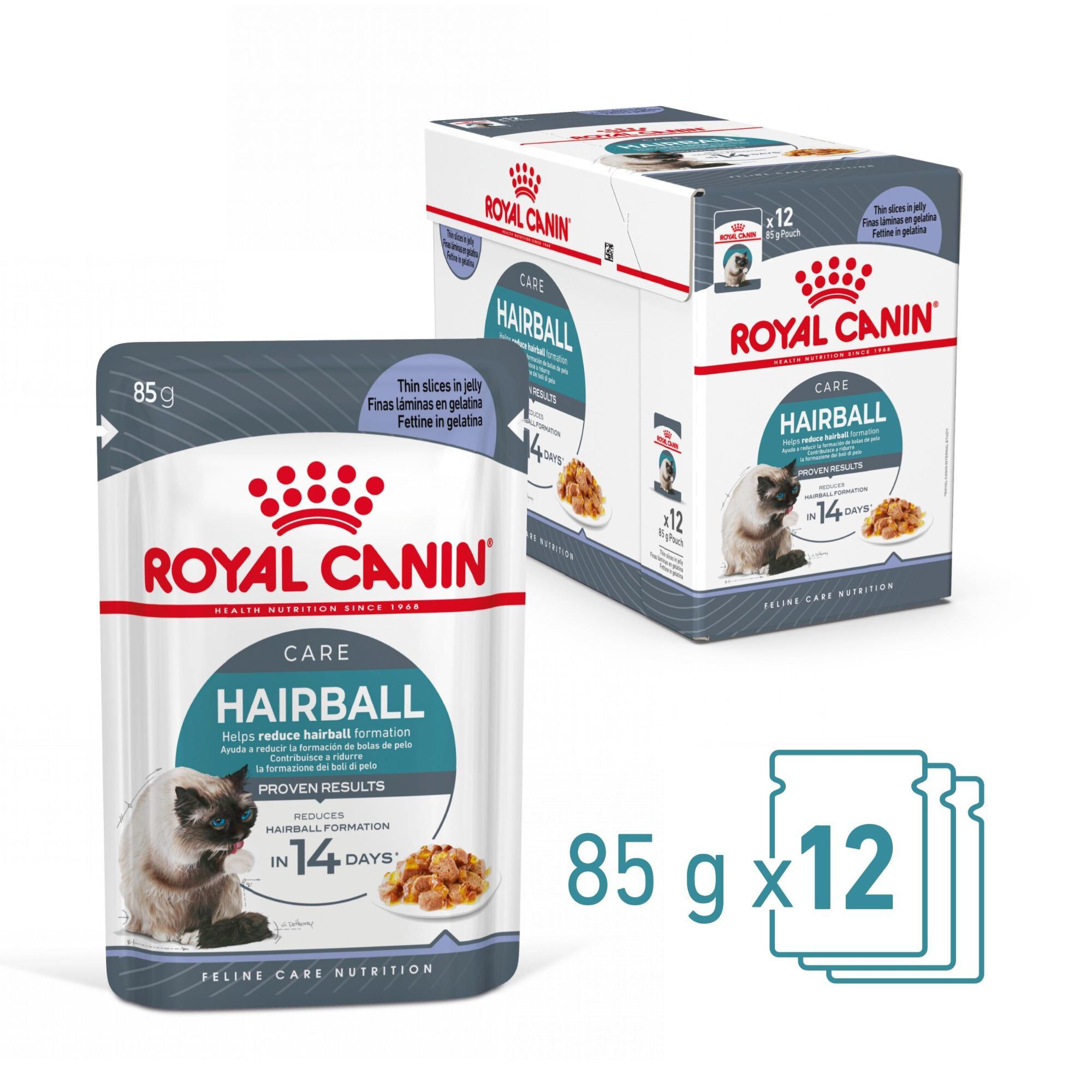 ROYAL CANIN - SACHET FRAICHEUR HAIRBALL EN GELEE CHAT ADULTE REDUCTION DES BOULES DE POILS - 12x85g Image num&eacute;ro 1