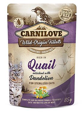 Carnilove - Sachet Fraîcheur Adulte Caille et Pissenlit pour Chats - 85g