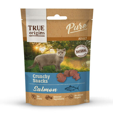 True Origins Pure - Friandises Crunchy au Saumon pour Chats - 50g