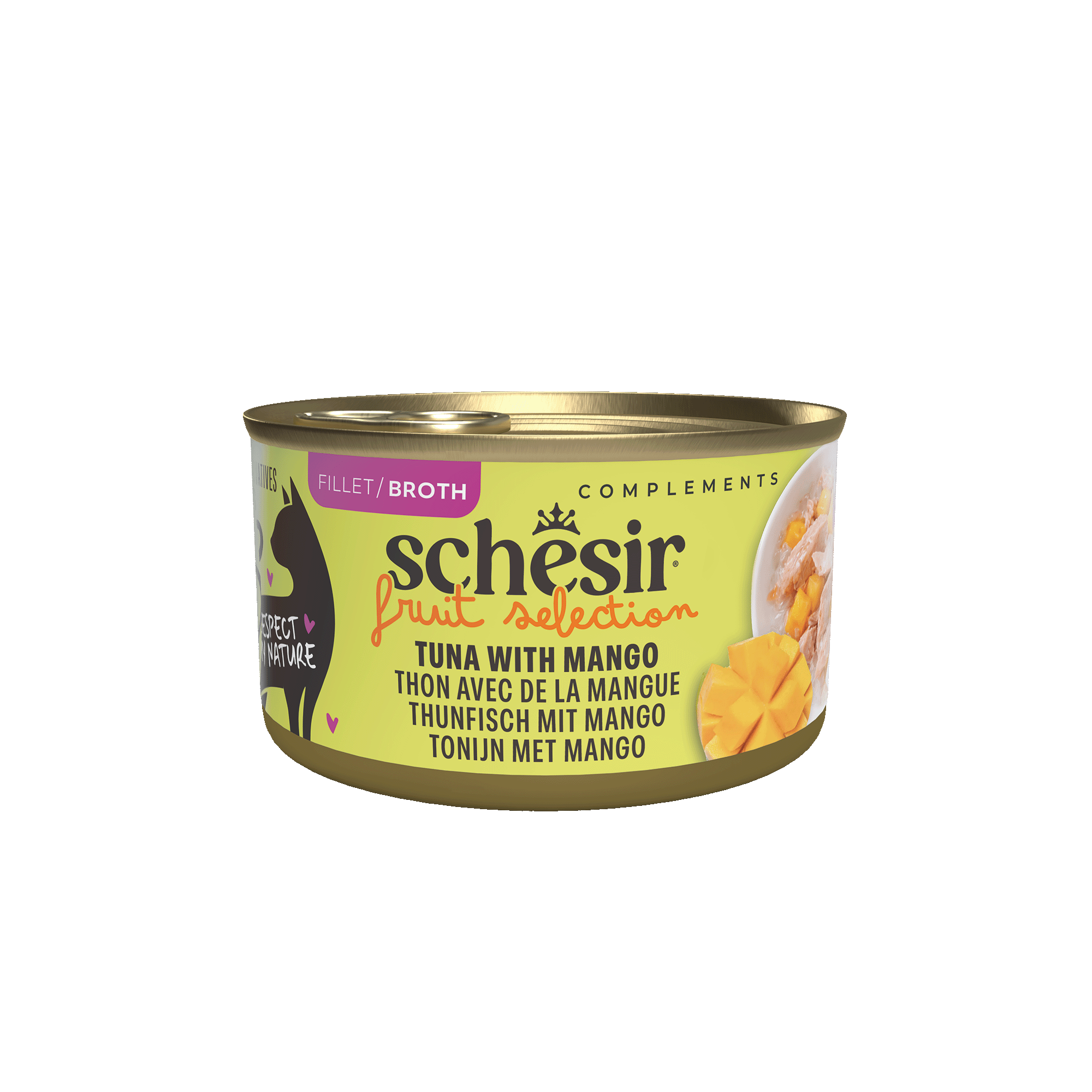 Schesir - Bo&icirc;te P&acirc;t&eacute;e au Thon et Mangue avec morceaux de Fruits pour Chat - 75g Image num&eacute;ro 1