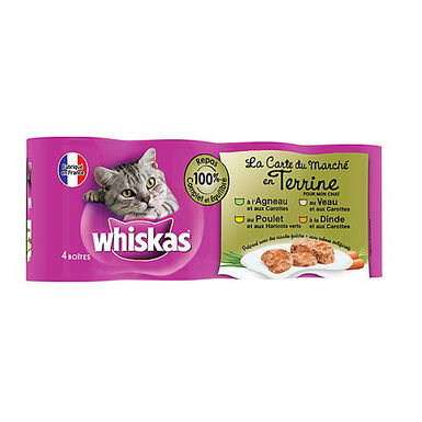 Whiskas - Boîtes La Carte du Marché en Terrine pour Chat - 4x400g