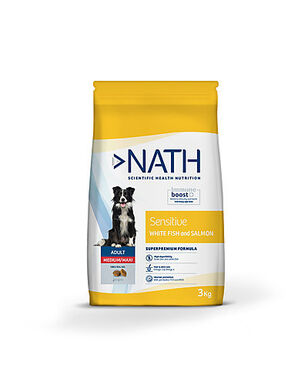 Nath - Croquettes Medium/Maxi Adult Sensitive au Poisson et Saumon pour Chien