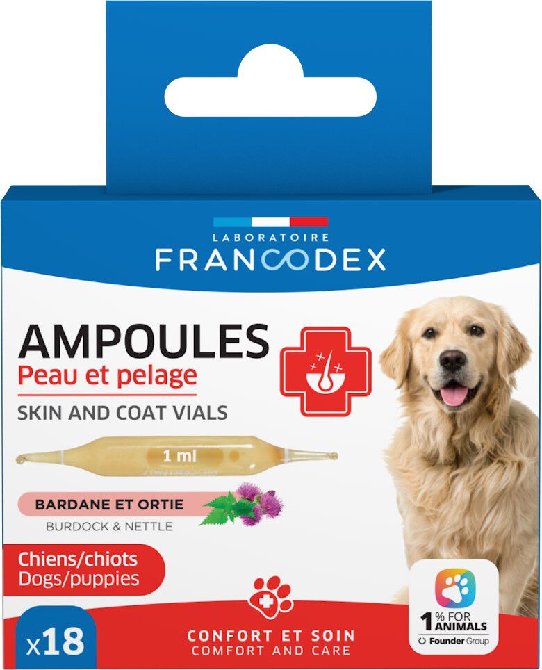 Francodex - Ampoules Peau et Pelage pour Chiens et Chiots - 18x1ml Image num&eacute;ro 1
