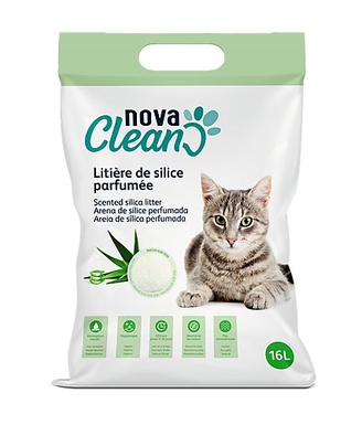 Nova Clean - Litière Silice Parfumée à l'Aloe Vera - 16L