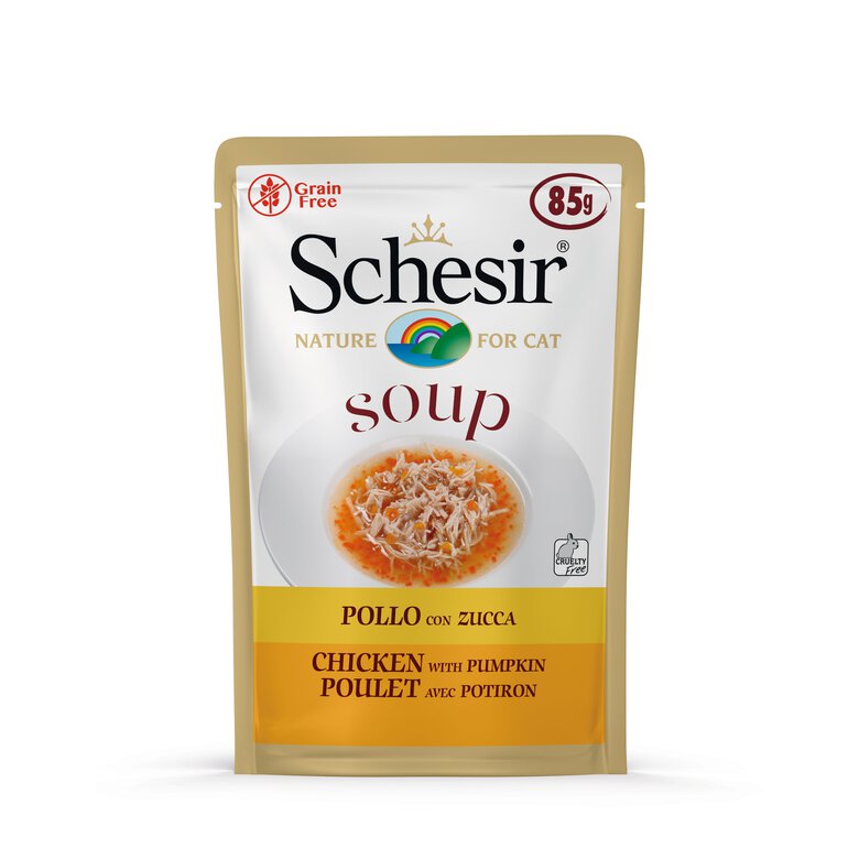 Schesir - Soupe au Poulet et Citrouille pour Chat - 85g Image numéro 2 Schesir - Soupe au Poulet et Citrouille pour Chat - 85g Image numéro 2