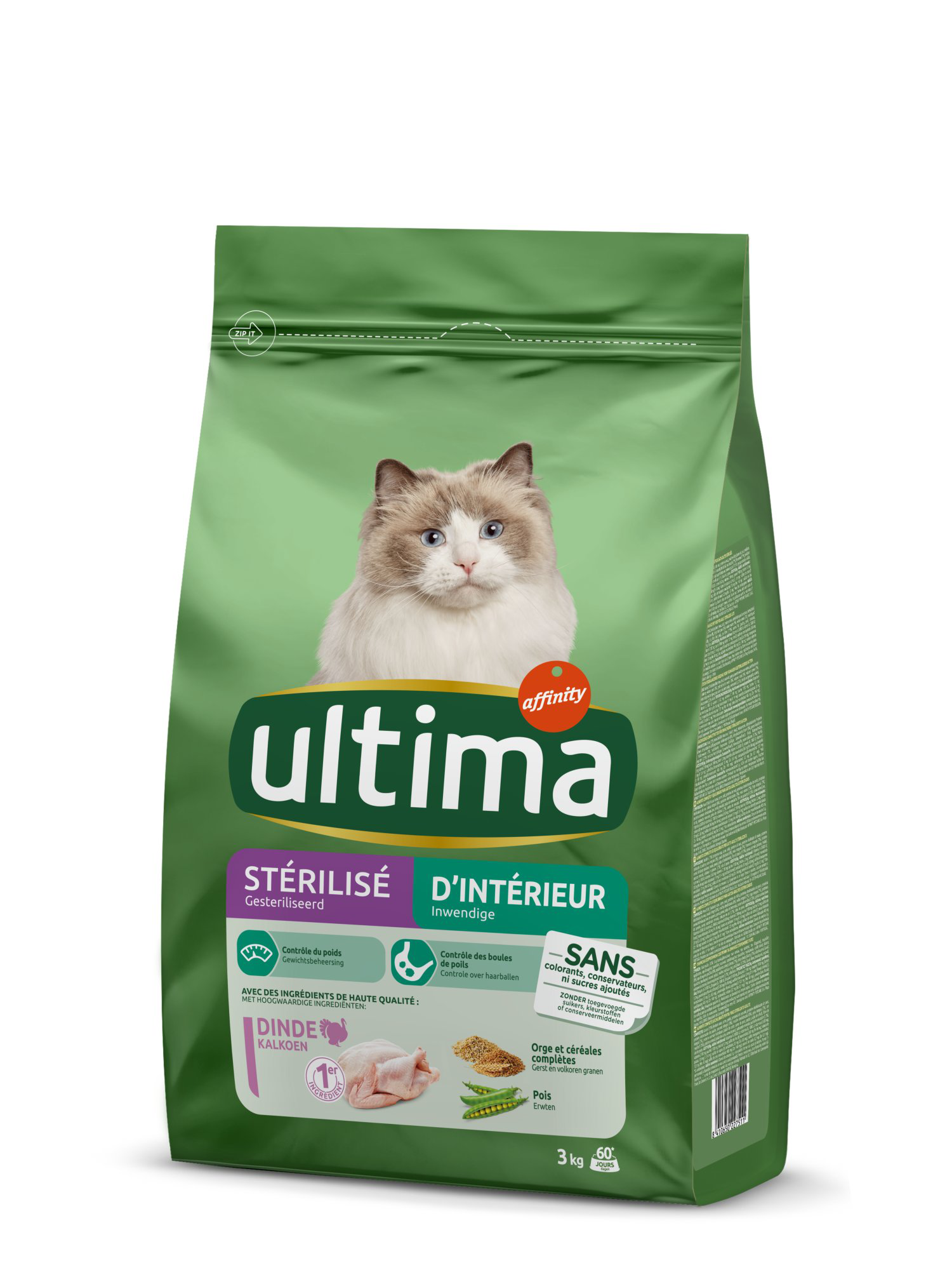 Ultima - Croquettes Chat St&eacute;rilis&eacute; d'int&eacute;rieur - 3 kg Image num&eacute;ro 2
