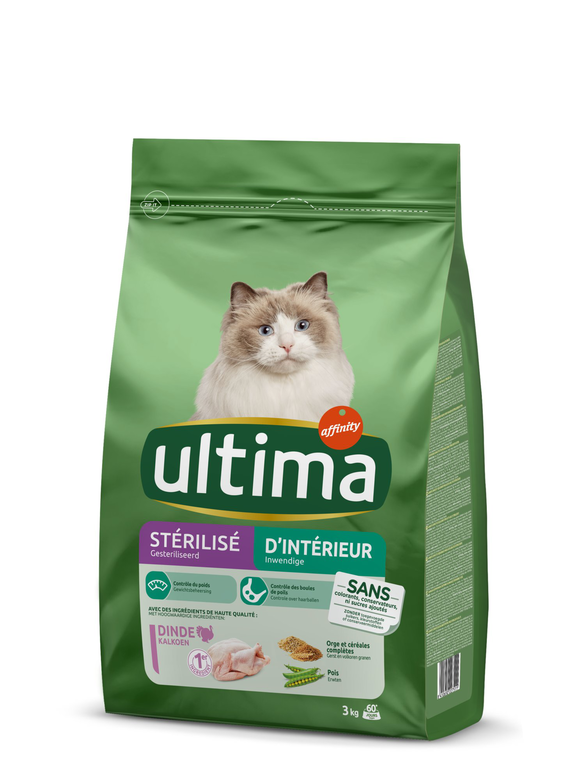 Ultima - Croquettes Chat Stérilisé d'intérieur - 3 kg Image numéro 2 Ultima - Croquettes Chat Stérilisé d'intérieur - 3 kg Image numéro 2