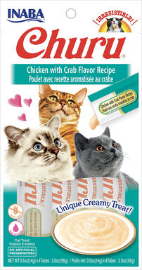 Inaba - Friandises Churu Poulet avec Recette au Crabe pour Chats - 4x14g