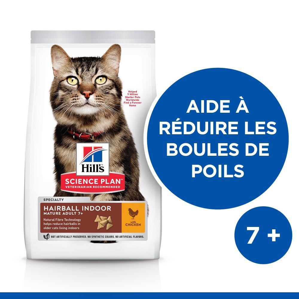 Hill s Science Plan Adult Hairball Indoor Croquettes Pour Chat Age D interieur Au Poulet 1 5kg Animalis