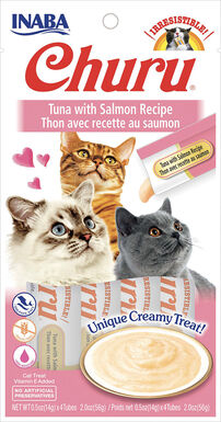 Inaba - Friandises Churu Thon avec Recette au Saumon pour Chats - 4x14g