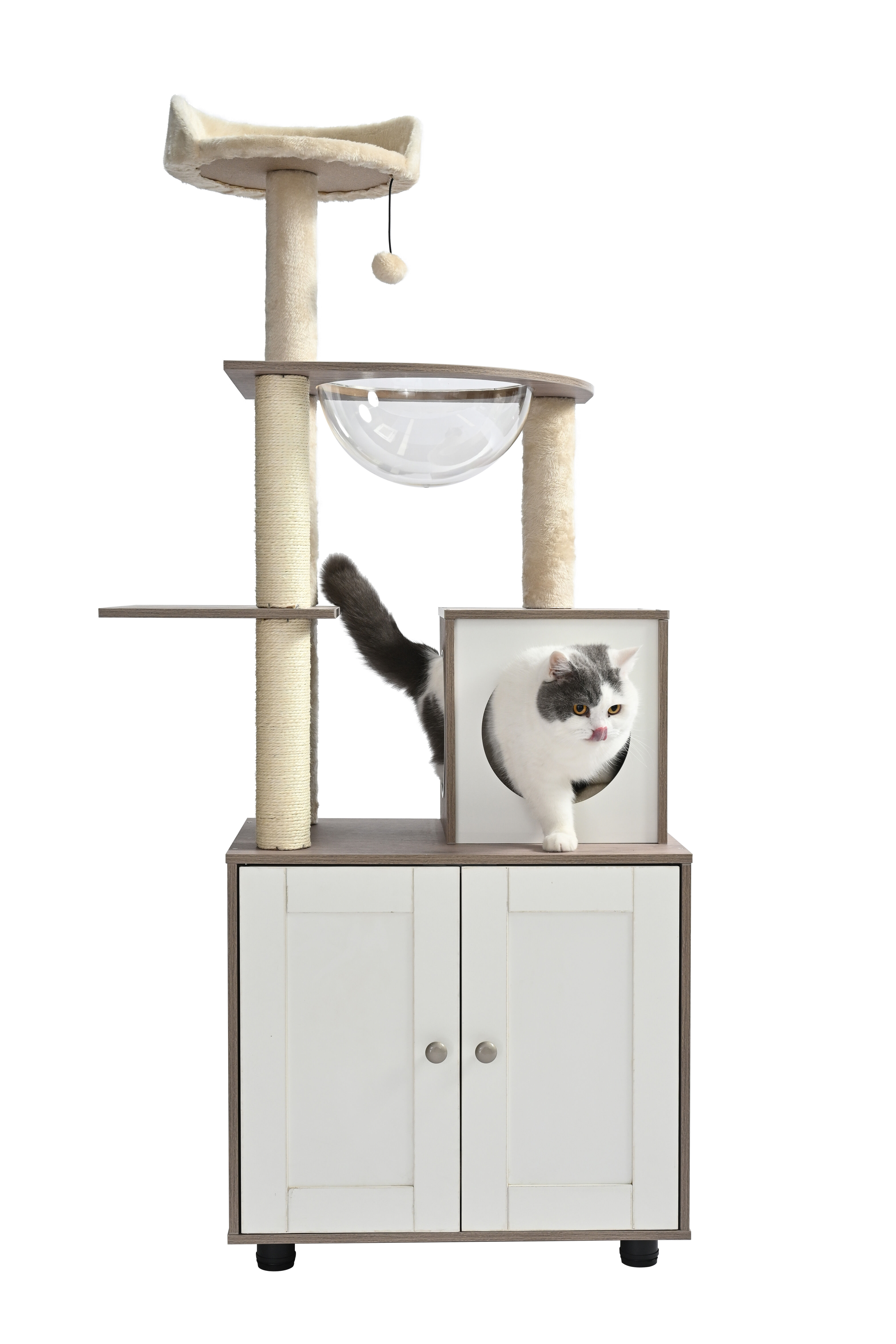 Leeby - Arbre &agrave; Chat + Meuble Luna - 60x40x159cm Image num&eacute;ro 1