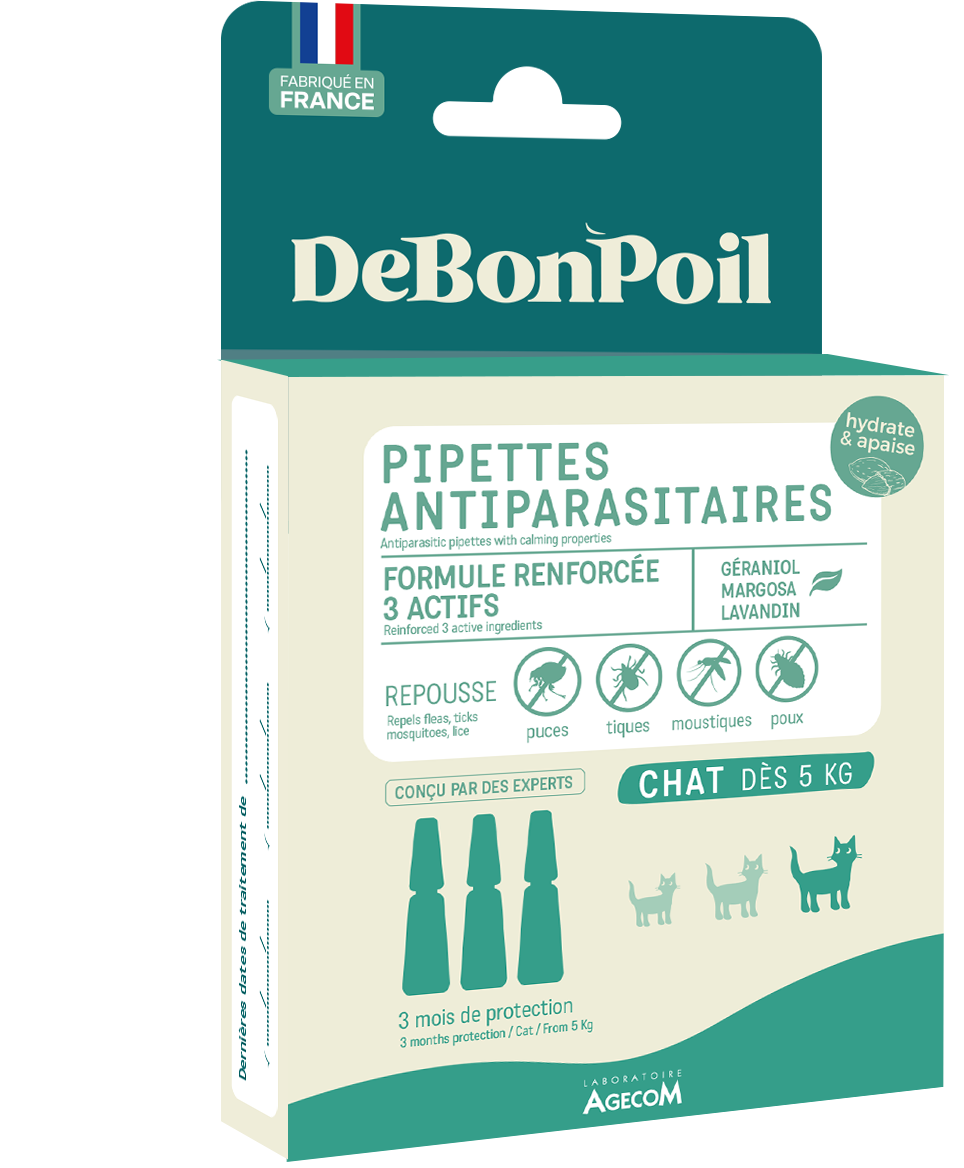 DeBonPoil - Pipettes Antiparasitaires et Apaisantes pour Chat - x3 Image num&eacute;ro 1