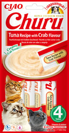 Inaba - Friandises Churu Recette Thon et Crabe pour Chats - 4x14g