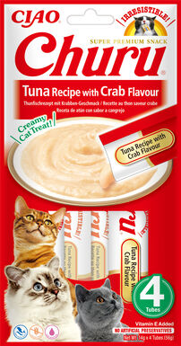 Inaba - Friandises Churu Recette Thon et Crabe pour Chats - 4x14g